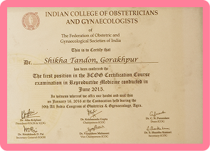 ICOG first position in Reproductive Medicine certification